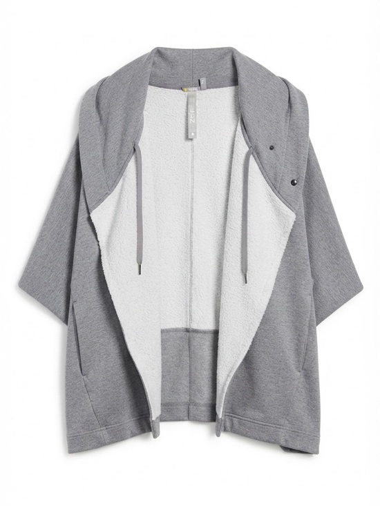 Zella Tops - Zella Cozy Sherpa Lined Open Front Poncho Wrap Hoodie Grey | Medium